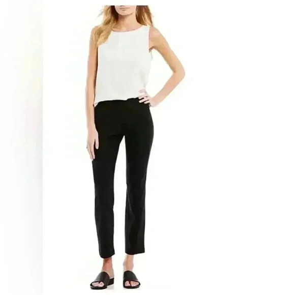 Eileen Fisher Womens Black Ankle Crop Pull On Pants Size Small Size Zipper - Picture 1 of 5